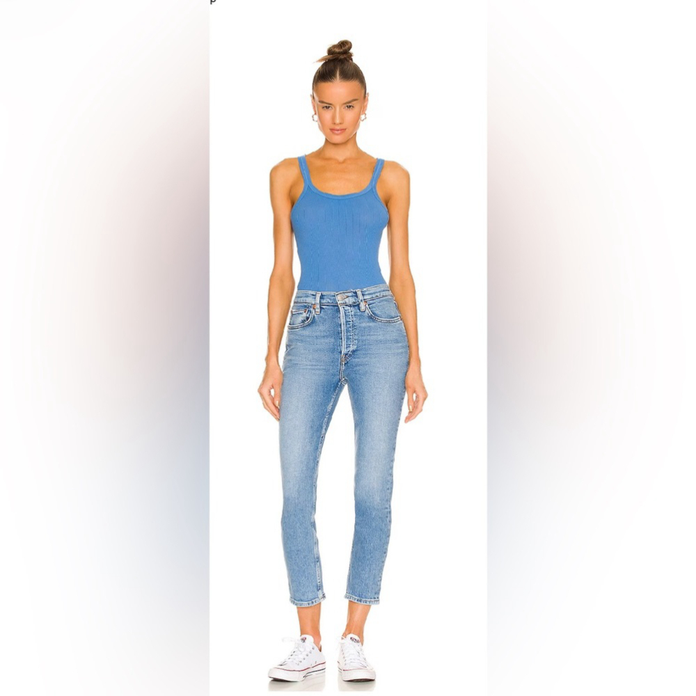 Re/Done Originals 90s High Rise Ankle Crop in bright faded blue Sz 26